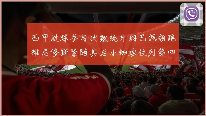 西甲进球参与次数统计姆巴佩领跑维尼修斯紧随其后小蜘蛛位列第四